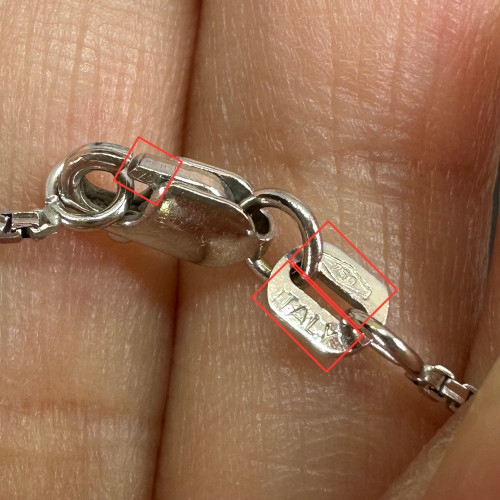 สร้อยคอ อิตาลี750 ทอง18Kขาว ลายโซ่เหลี่ยม รอบเส้น ความยาว 16 นิ้ว นน. 3.27 g 6