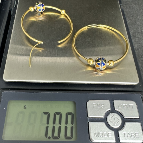 ต่างหู ห่วง ทองลงยา ทอง18K หลุดจำนำ งานสวย น่าสะสม นน. 7.00 g 8