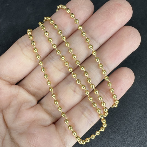 สร้อยคอ อิตาลี750 ทอง18K ลายเม็ดกลม ตัดลาย รอบเส้น ความยาว 19 นิ้ว นน. 9.10 g 3