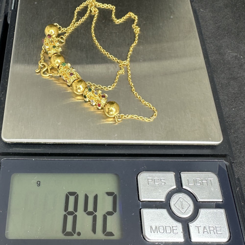 สร้อยคอ ปะวะหล่ำ เพชรซีก ทอง90 ความยาว 15 - 16 นิ้ว นน. 8.42 g 8