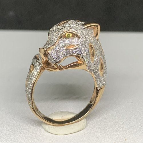 แหวน เสือ ตาบุษราคัม เพชร 174 เม็ด 1.74 กะรัต ทอง18K ขนาด 54 นน. 10.26 g