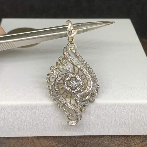 จี้ เพชรโบราณ 1/0.16 กะรัต ฝังเพชร 20/0.20 กะรัต ฝังเพชรกุหลาบ 57/0.33 กะรัต ทองK 2 สี