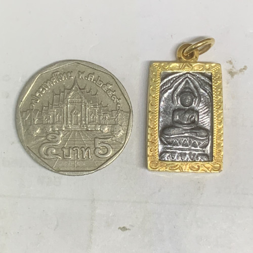 พระมเหศวร เนื้อสำริด เลี่ยมทอง60-70% หลุดจำนำ น่าสะสม นน. 9.00 g 2