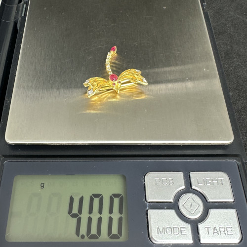 จี้ + เข็มกลัด แมลงปอ ฝังทับทิม ปีกฝังเพชร 11 เม็ด 0.11 กะรัต ทอง18K นน. 4.00 g 7