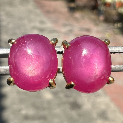 ต่างหู ทับทิม หลังเบี้ย เนื้อแก้ว 2 เม็ด 16.30 กะรัต ทอง90 นน. 7.62 g