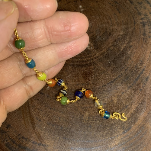 สร้อยข้อมือ หินทวารวดี 5.5 มิล รอบเส้น ทอง90 ความยาว 18 ซม. นน. 6.00 g 3