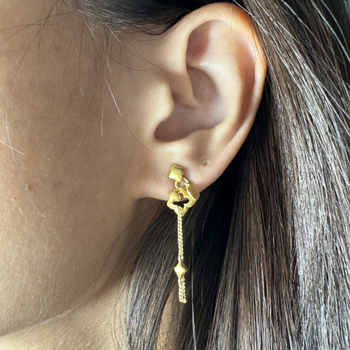 ต่างหู Gold Master ทอง24K ลายดาว ตุ้งติ้ง แป้นทอง14K นน. 4.19 g 7
