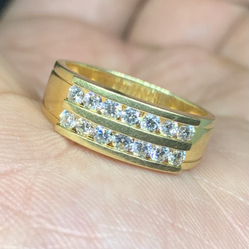 แหวน เพชรแถว 2 แถว Jubilee เพชร 14/0.54 ct ทอง18K ขนาด 54 พร้อมกล่อง + การ์ด นน. 5.51 g