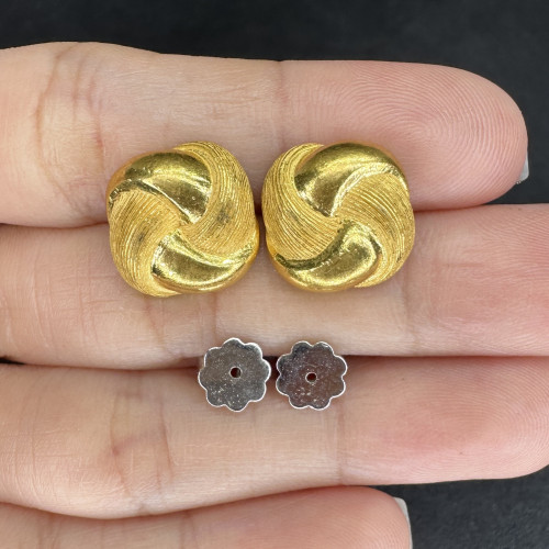 ต่างหู Prima Gold ทอง24K ลายตะกร้อสาน แป็นทอง18K นน. 10.13 g 4