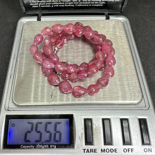 สร้อยคอ ทับทิม พม่า ทรงหยดน้ำ รอบเส้น ตะขอเงิน925 งานสวยมาก นน. 25.56 g 9