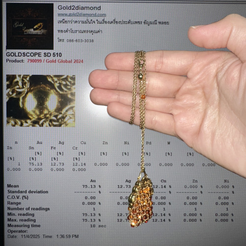 สร้อยคอ กระเป๋า อำพัน ทอง18K กระเป๋าเปิดได้ ความยาว 18 - 28 นิ้ว นน. 18.00 g 4