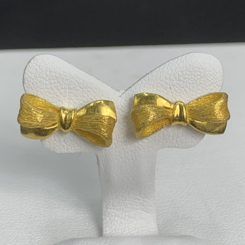 ต่างหู Prima Gold ทอง24K ลายโบว์ แป้นทอง14K นน. 5.52 g 2