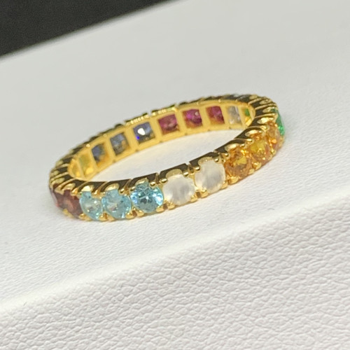 แหวน นพเก้า รอบวง ฝังเพชร 1 เม็ด 0.12 กะรัต ทอง90 ขนาด 60 นน. 4.06 g 1