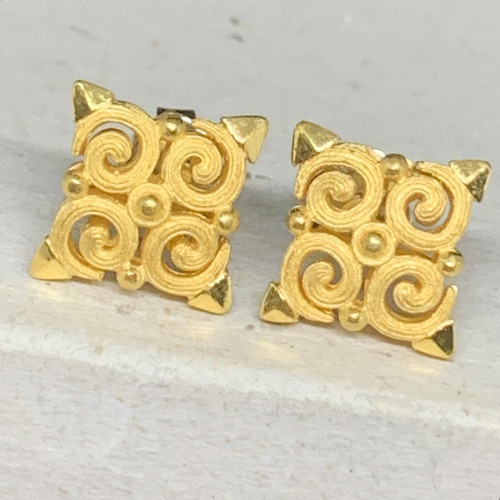 ต่างหู Prima Gold ทอง24K ลายสยามพรรณราย แป้นทอง14K นน. 6.78 g