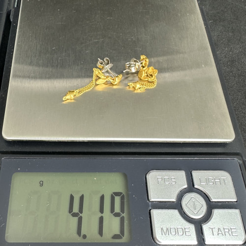 ต่างหู Gold Master ทอง24K ลายดาว ตุ้งติ้ง แป้นทอง14K นน. 4.19 g 9