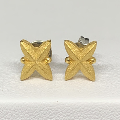 ต่างหู Gold Master ทอง24K ลายใบไม้ แป้นทอง14K นน. 4.09 g