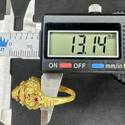 แหวน พลอยแดง ทรงฉัตร งานครั่ง ทอง90 ขนาด 48.5 นน. 6.07 g 9