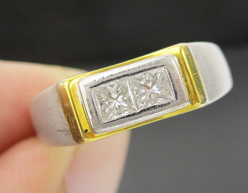 แหวน เพชร Princess 2 เม็ด 0.50 กะรัต ทอง14K 2 กษัตริย์ เพชรสวย เล่นไฟ วิ้ง วิ้ง นน. 4.98 g