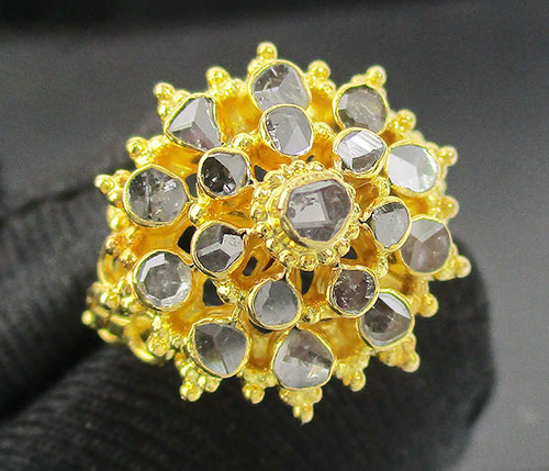 แหวน เพชรซีก กระจุกพิกุล ทอง90 งานเก่า หลุดจำนำ สวยมาก นน. 3.68 g