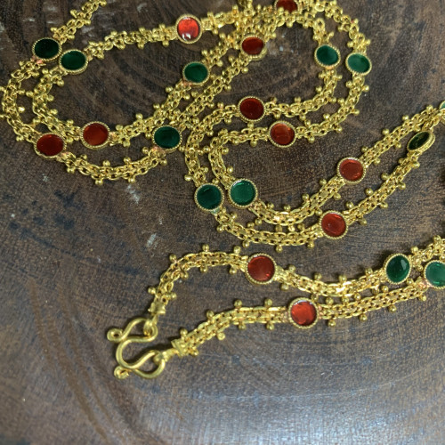 สร้อยคอ ทองลงยา 2 สี ทอง90 ความยาว 28 นิ้ว สวมหัวได้ นน. 19.57 g