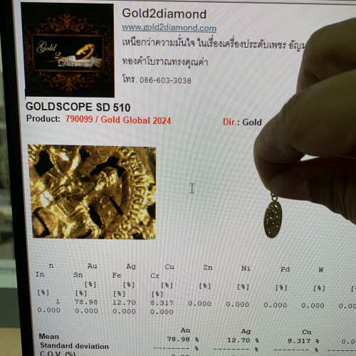 จี้ รัชกาลที่ 5 รัชมังคลาภิเษก ร.ศ. 127 แกะลายไทย ทอง90 นน. 1.39 g 4