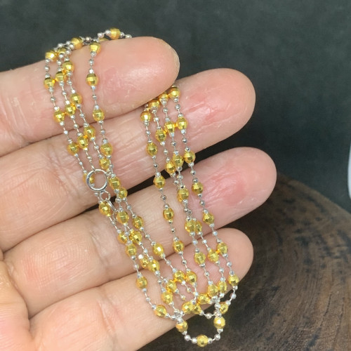 สร้อยคอ อิตาลี750 ทอง18K ลายเม็ดกลมไข่ปลา ตัดลาย 2 กษัตริย์ รอบเส้น ความยาว 26 นิ้ว สวมหัวได้ นน. 9. 3