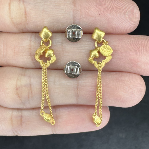 ต่างหู Gold Master ทอง24K ลายดาว ตุ้งติ้ง แป้นทอง14K นน. 4.19 g 4