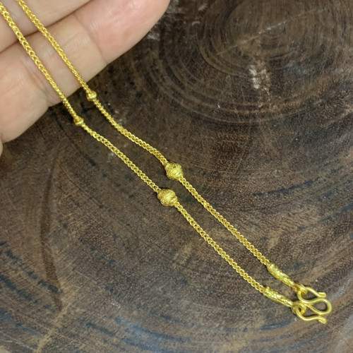 สร้อยคอ ทอง96.5 ลายสี่เสา รอบเส้น คั่นเม็ดกลม ครึ่งหน้า ความยาว 18 นิ้ว นน. 7.61 g 3