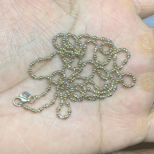 สร้อยคอ อิตาลี750 ทอง18K ลายจุดไข่ปลา 2 กษัตริย์ ตัดลาย รอบเส้น ความยาว 24 นิ้ว สวมหัวได้ นน. 11.34 2