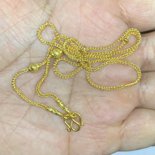 สร้อยคอ ทอง96.5 ลายสี่เสา รอบเส้น คั่นเม็ดกลม ครึ่งหน้า ความยาว 18 นิ้ว นน. 7.61 g 2