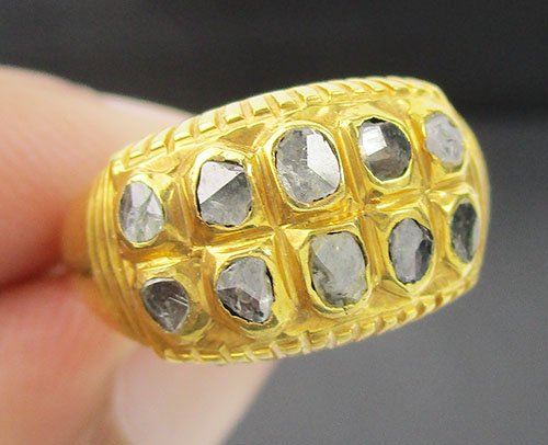 แหวน เพชรซีก 2 แถว งานตะไบ ทอง90 งานเก่า หลุดจำนำ สวยมาก นน. 8.00 g
