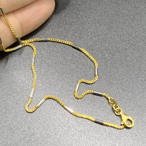 สร้อยคอ อิตาลี750 ทอง18K ลายสี่เสา คั่นแท่งเหลี่ยม 2 กษัตริย์ รอบเส้น ความยาว 18 นิ้ว นน. 6.08 g 3