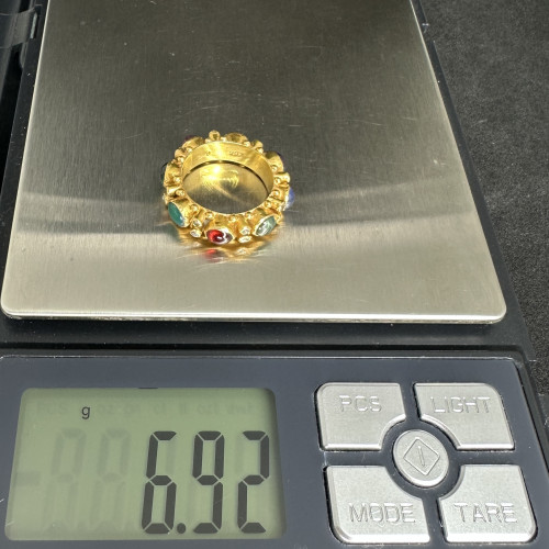 แหวน พิรอด นพเก้า คั่นเพชรซีก รอบวง ทอง90 ขนาด 52.5 งานไทยรุ่ง นน. 6.92 g 8