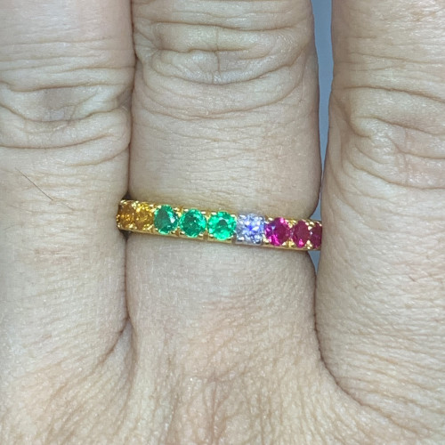 แหวน นพเก้า รอบวง ฝังเพชร 1 เม็ด 0.12 กะรัต ทอง90 ขนาด 60 นน. 4.06 g 4