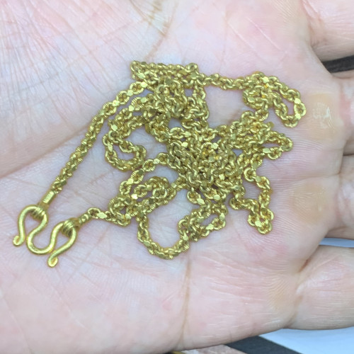 สร้อยคอ ทอง100 ลายดอกหมาก รอบเส้น ความยาว 24 นิ้ว สวมหัวได้ ทองเก่า ลายโบราณ หายาก นน. 30.46 g 2