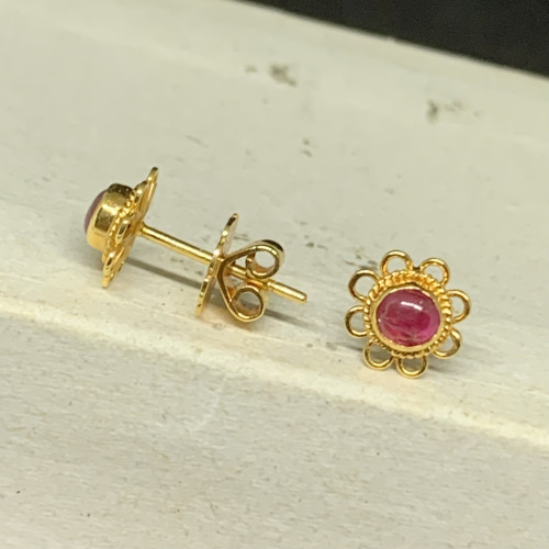ต่างหู ทับทิม เม็ดเดี่ยว ทอง90 นน. 3.30 g 1