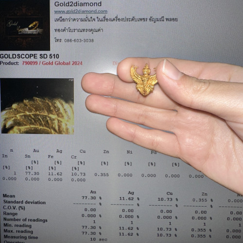 องค์พญาครุฑ อ.วราห์ รุ่น ๙ หน้า มหาเศรษฐี ปี 2553 เนื้อทองคำ ตอกโค้ด ๑๓๒ นน. 5.49 g 4