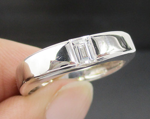 แหวน เพชรเดี่ยว Emerald เพชร 1 เม็ด 0.25 กะรัต ทอง18Kขาว งานสวยมาก นน. 6.02 g