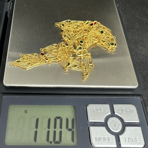 สร้อยคอ ทองลงยา ลายข้าวหลามตัด ฉลุลาย ทอง90 ความยาว 27 นิ้ว สวมหัวได้ นน. 11.04 g 8