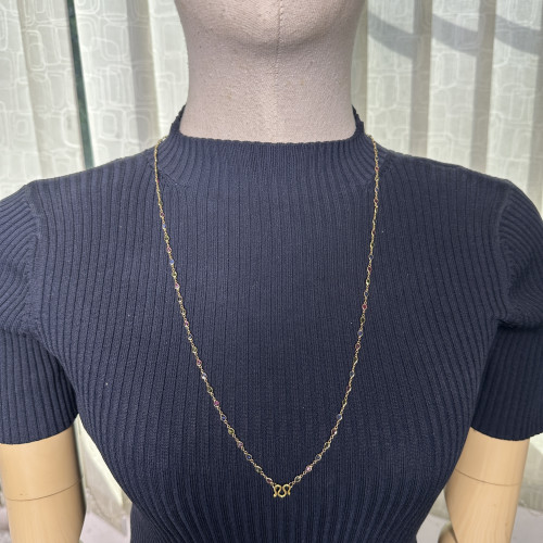 สร้อยคอ พลอยหลายสี รอบเส้น ทอง18K ความยาว 27 นิ้ว งานสวยมาก นน. 6.69 g 5