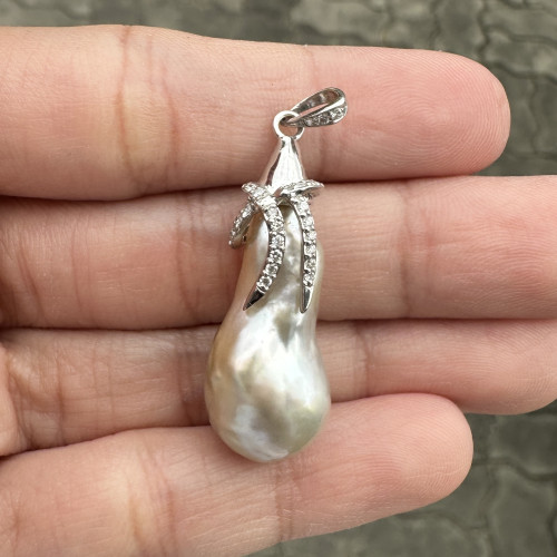 จี้ มุก South sea สีขาว 12.3 มิล ฝังเพชร 40 เม็ด 0.20 กะรัต ทองคำขาว18K นน. 5.50 g 3