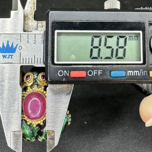 แหวน กบ ทองลงยา ตาทับทิม ทอง90 ขนาด 62 นน. 24.00 g 5