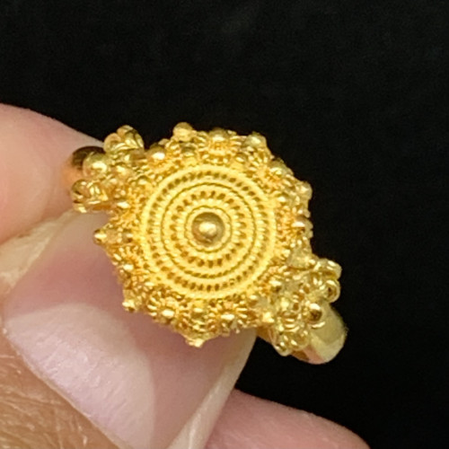 แหวน กระดุมดอกบัว สัตตบงกช ทอง99.99 ทองเก่า งานโบราณ size 57 นน. 10.31 g
