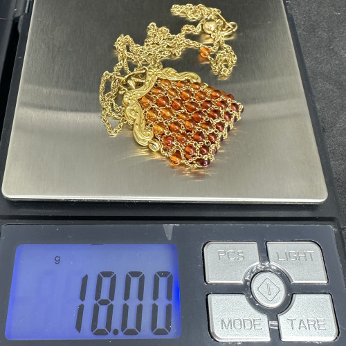 สร้อยคอ กระเป๋า อำพัน ทอง18K กระเป๋าเปิดได้ ความยาว 18 - 28 นิ้ว นน. 18.00 g 9