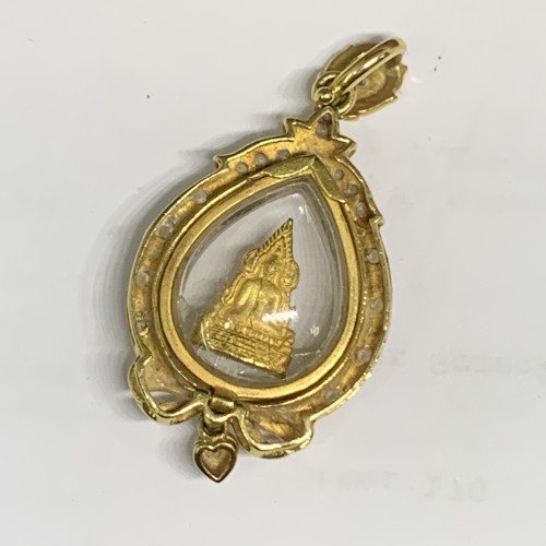 พระพุทธชินราช เนื้อทองคำ กรอบทอง18K ฝังเพชร 18 เม็ด 0.18 กะรัต นน. 9.00 g 1