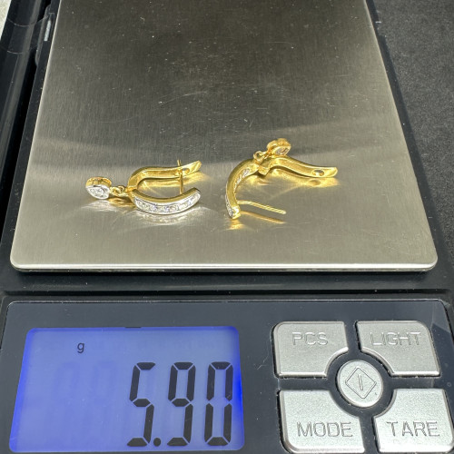 ต่างหู ห่วง เพชรแถว ตุ้งติ้ง ฝังเพชร 12 เม็ด 0.96 กะรัต ทอง18K นน. 5.90 g 9