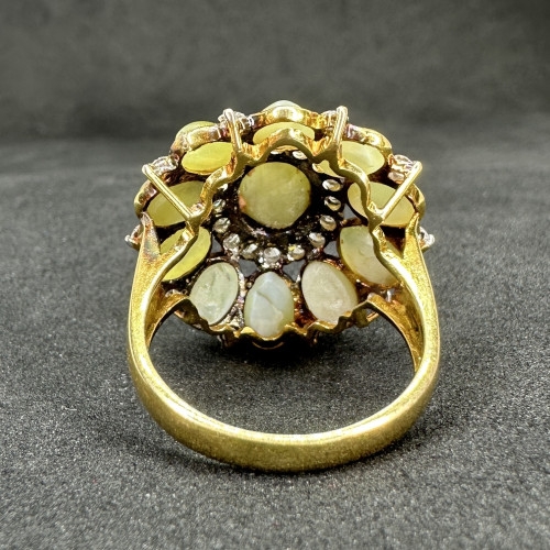 แหวน ไพฑูรย์ ตาแมว ซีลอน ฝังเพชร 26/0.75 ct ทอง18K ขนาด 56.5 พร้อม Cert. นน. 8.79 g 2