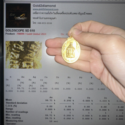 เจ้าแม่ทับทิม สะพานเหลือง ปี 2536 เนื้อทองคำ (ทอง99.71%) นน. 18.53 g 4