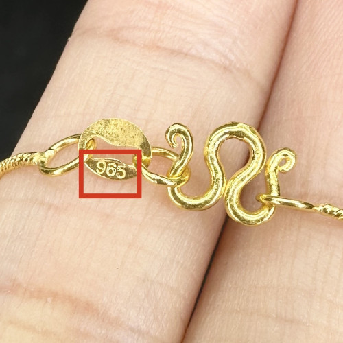 สร้อยคอ ทอง96.5 ลายกระดูกงู ตัดลาย งานสวยมาก นน. 3.80 g 5
