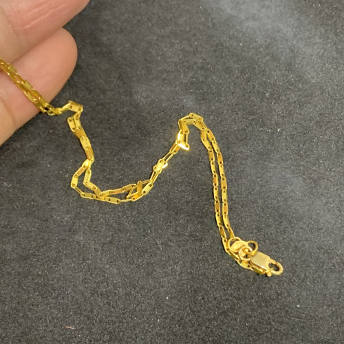 สร้อยคอ ทอง96.5 ลายโซ่ข้อรี รอบเส้น ตะขอทอง18K ความยาว 17 นิ้ว นน. 3.00 g 3